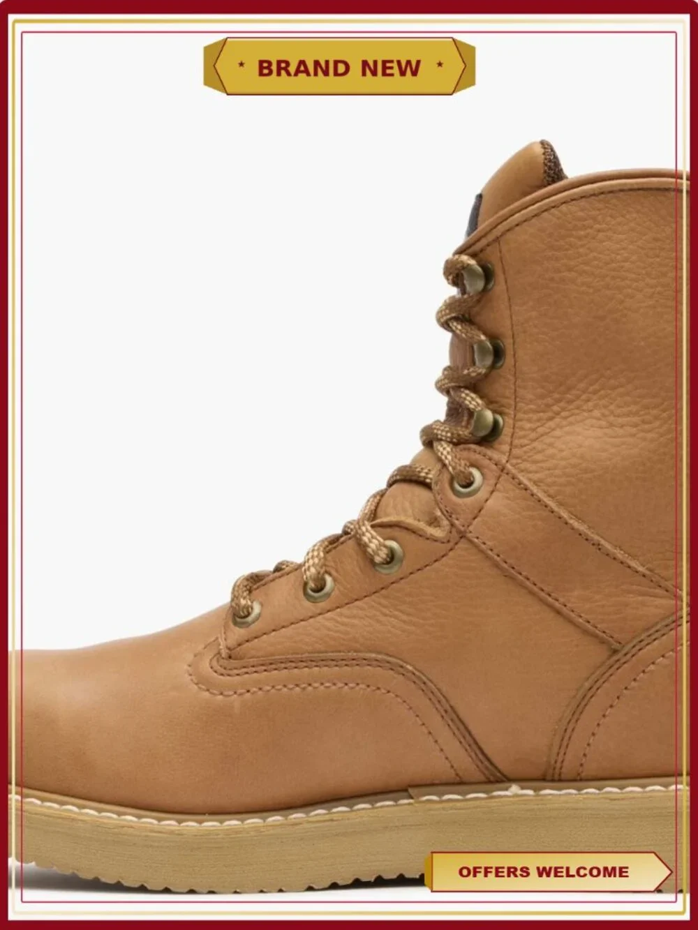 Steel Toe Work Boots - Wedge Heel, Oil & Slip Resistant